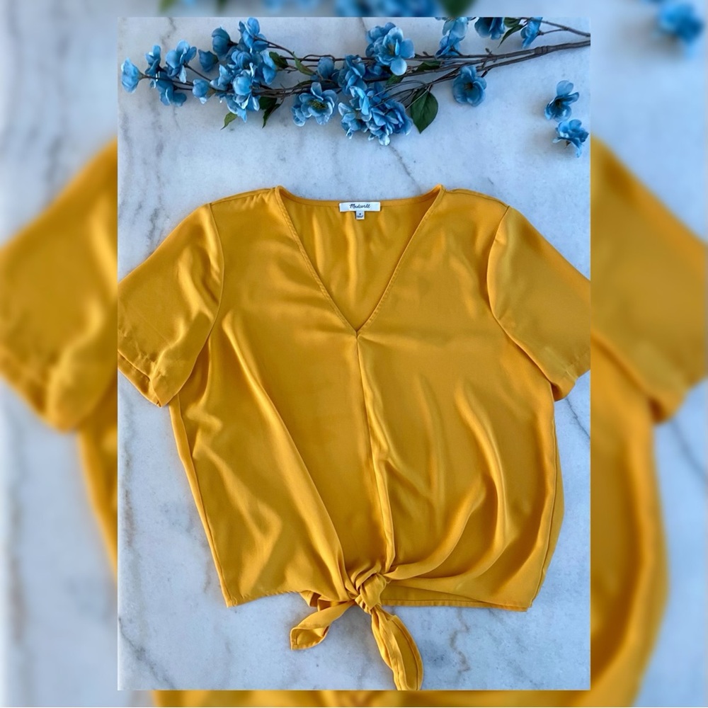 Madewell Marigold Novel Tie-Front Drapey V Neck